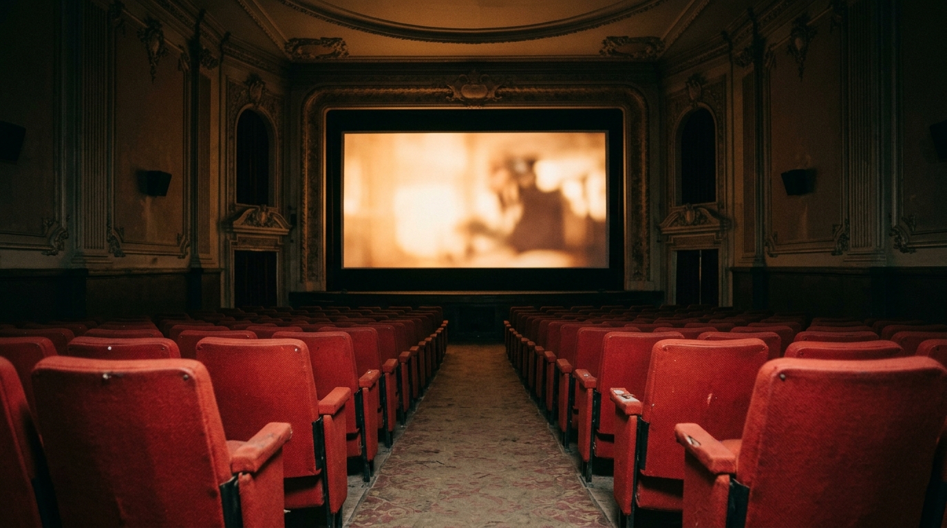 Sala de cine vacía con pantalla encendida, Festival de Cine de Morelia 2026