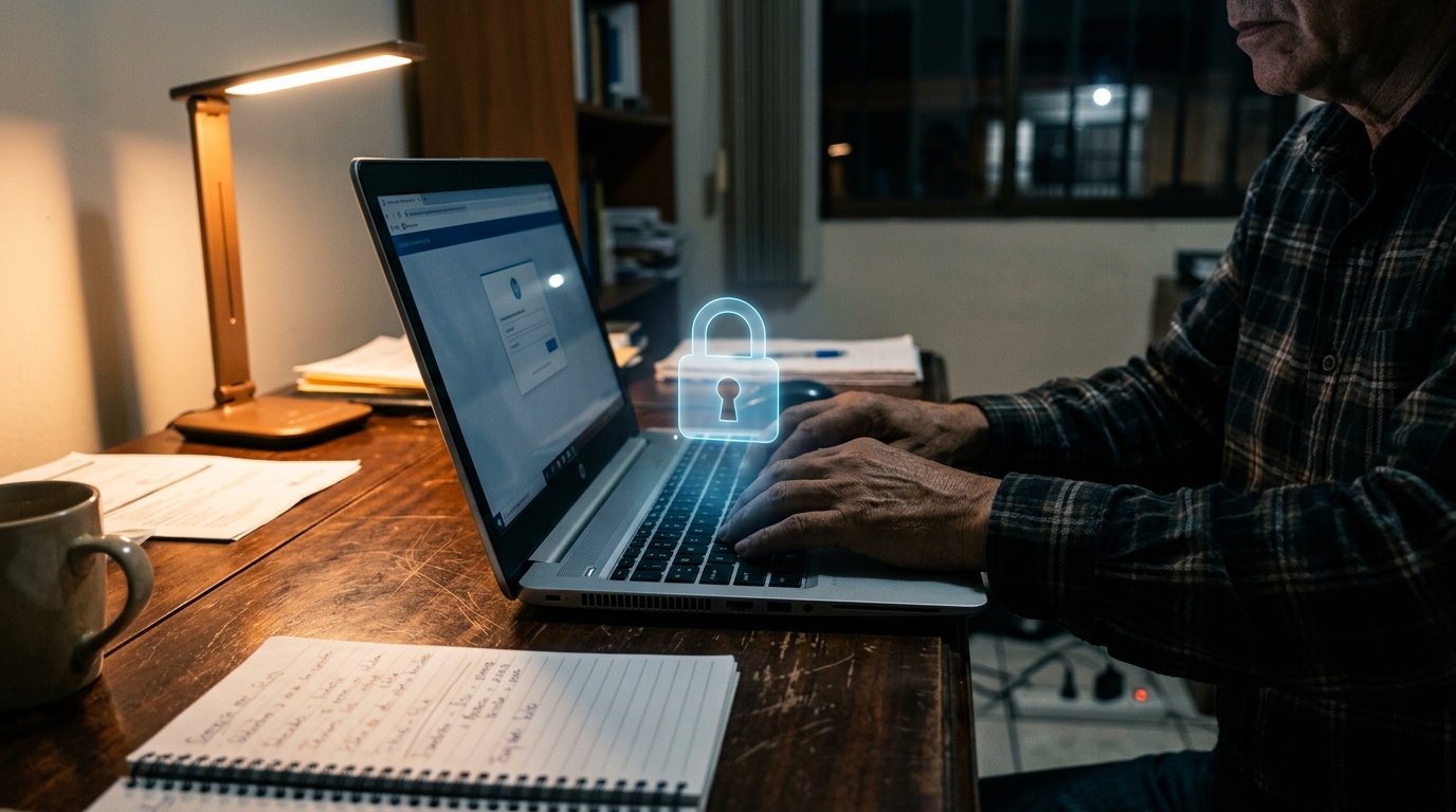 Laptop con ChatGPT abierto junto a un candado de seguridad digital