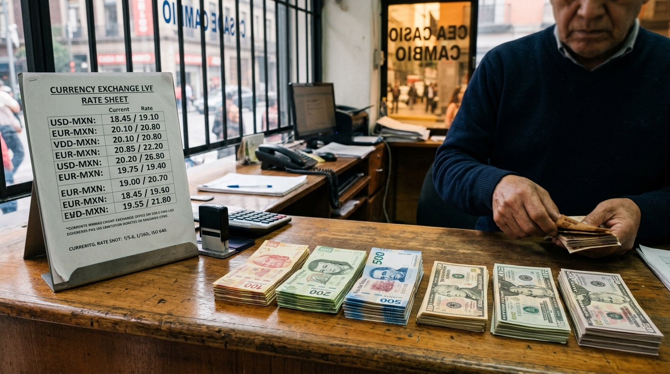 Tipo de cambio peso dólar en mostrador de casa de cambio