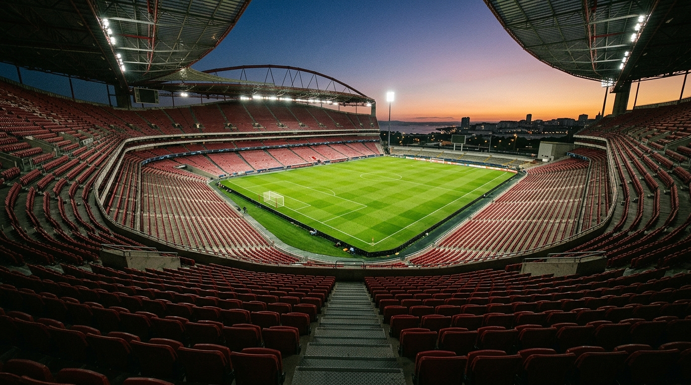 Gradas semivacías en un estadio de futbol portugués antes de un partido de selección