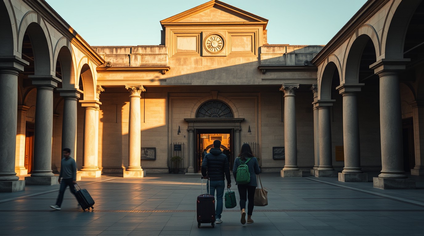 Turismo en México: visitantes extranjeros en un recinto cultural del centro